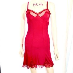 S VS Victoria’s Secret Sexy Little Things nitie Dress Costume Sllip ruffled red